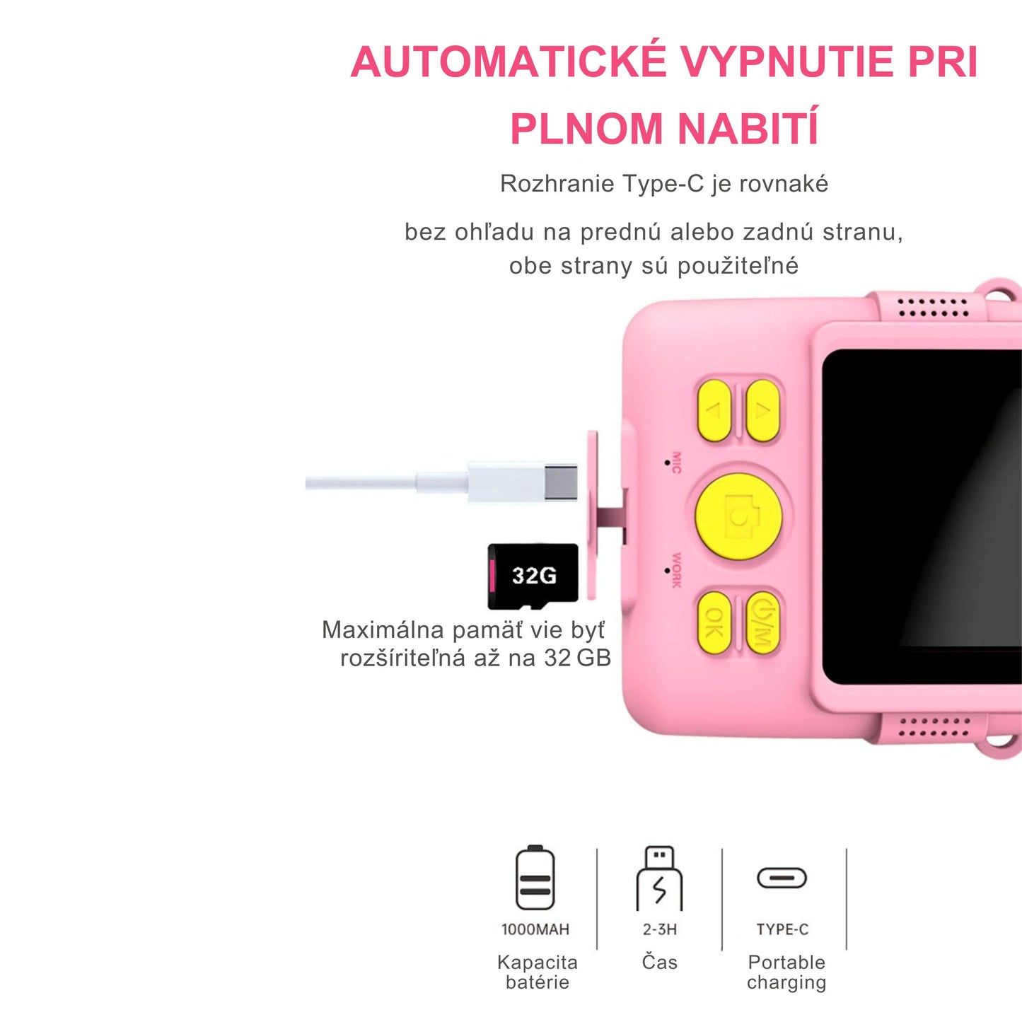 Instant Print Camera for Kids Selfie Digital Portable Camera 1080P HD