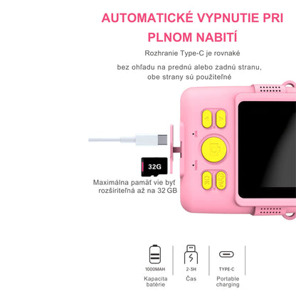Instant Print Camera for Kids Selfie Digital Portable Camera 1080P HD