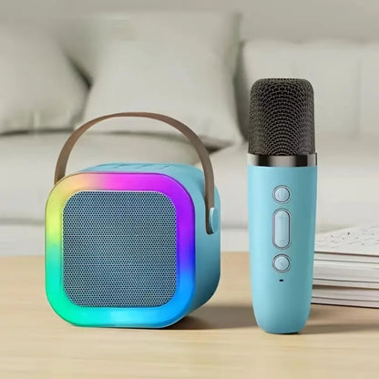Karaoke Machine for Kids Portable Wireless Bluetooth Speaker with 1 or 2 Microphones and LED Lights