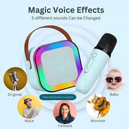 Karaoke Machine for Kids Portable Wireless Bluetooth Speaker with 1 or 2 Microphones and LED Lights