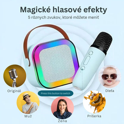 Karaoke Machine for Kids Portable Wireless Bluetooth Speaker with 1 or 2 Microphones and LED Lights