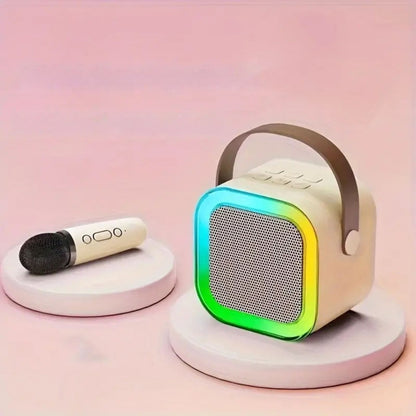 Karaoke Machine for Kids Portable Wireless Bluetooth Speaker with 1 or 2 Microphones and LED Lights