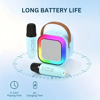 Karaoke Machine for Kids Portable Wireless Bluetooth Speaker with 1 or 2 Microphones and LED Lights