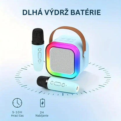 Karaoke Machine for Kids Portable Wireless Bluetooth Speaker with 1 or 2 Microphones and LED Lights