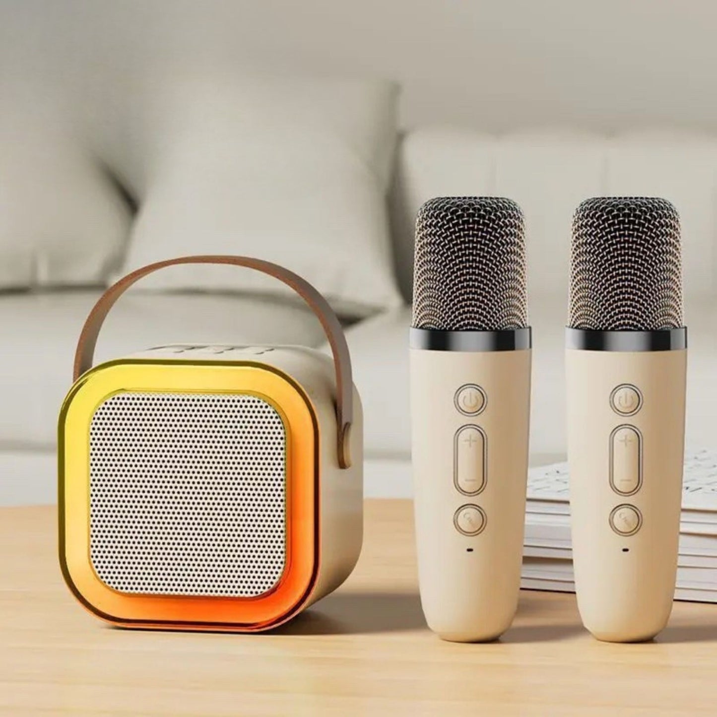 Karaoke Machine for Kids Portable Wireless Bluetooth Speaker with 1 or 2 Microphones and LED Lights