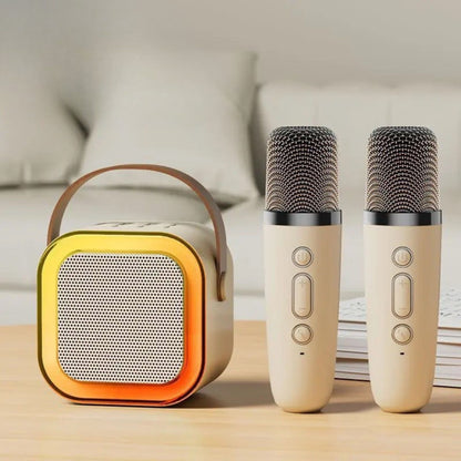 Karaoke Machine for Kids Portable Wireless Bluetooth Speaker with 1 or 2 Microphones and LED Lights