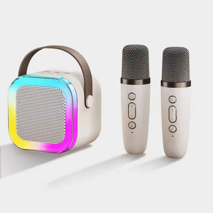 Karaoke Machine for Kids Portable Wireless Bluetooth Speaker with 1 or 2 Microphones and LED Lights