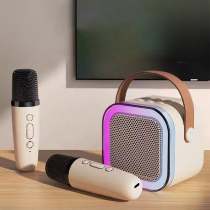 Karaoke Machine for Kids Portable Wireless Bluetooth Speaker with 1 or 2 Microphones and LED Lights