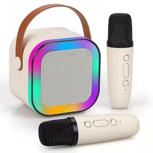 Karaoke Machine for Kids Portable Wireless Bluetooth Speaker with 1 or 2 Microphones and LED Lights
