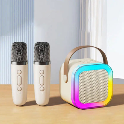 Karaoke Machine for Kids Portable Wireless Bluetooth Speaker with 1 or 2 Microphones and LED Lights