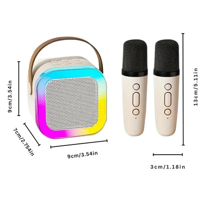 Karaoke Machine for Kids Portable Wireless Bluetooth Speaker with 1 or 2 Microphones and LED Lights