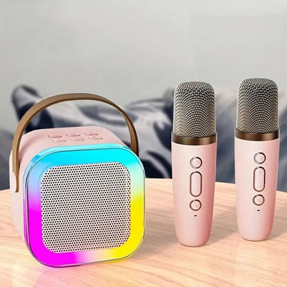 Karaoke Machine for Kids Portable Wireless Bluetooth Speaker with 1 or 2 Microphones and LED Lights