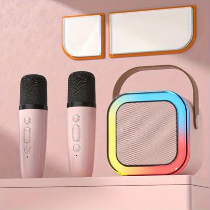 Karaoke Machine for Kids Portable Wireless Bluetooth Speaker with 1 or 2 Microphones and LED Lights