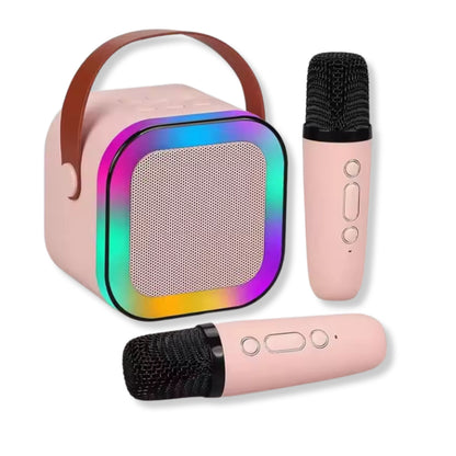 Karaoke Machine for Kids Portable Wireless Bluetooth Speaker with 1 or 2 Microphones and LED Lights