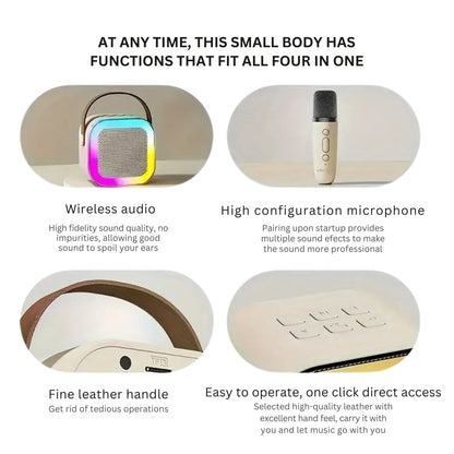Karaoke Machine for Kids Portable Wireless Bluetooth Speaker with 1 or 2 Microphones and LED Lights