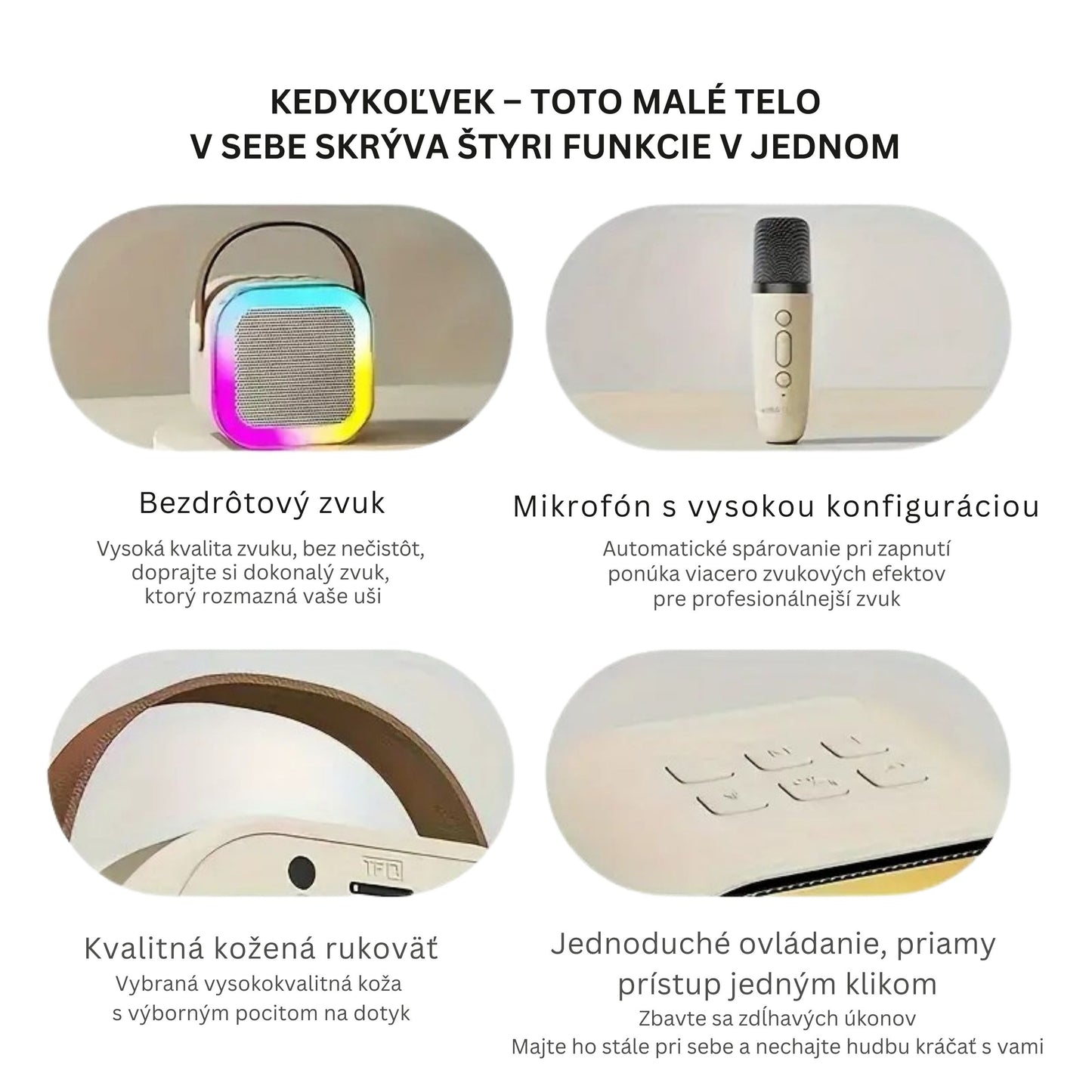 Karaoke Machine for Kids Portable Wireless Bluetooth Speaker with 1 or 2 Microphones and LED Lights