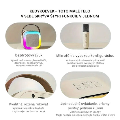 Karaoke Machine for Kids Portable Wireless Bluetooth Speaker with 1 or 2 Microphones and LED Lights