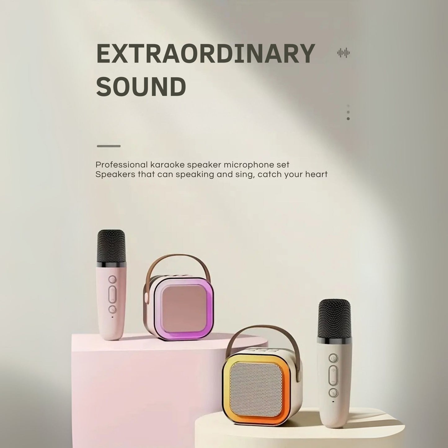 Karaoke Machine for Kids Portable Wireless Bluetooth Speaker with 1 or 2 Microphones and LED Lights