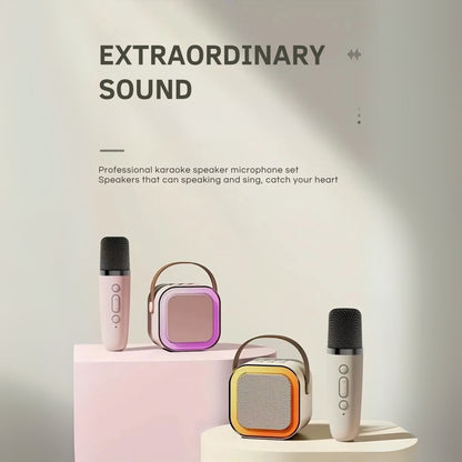 Karaoke Machine for Kids Portable Wireless Bluetooth Speaker with 1 or 2 Microphones and LED Lights