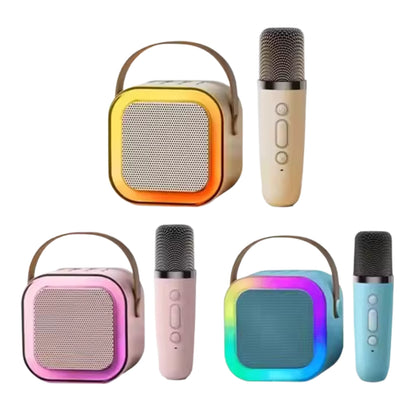 Karaoke Machine for Kids Portable Wireless Bluetooth Speaker with 1 or 2 Microphones and LED Lights