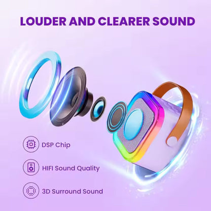 Karaoke Machine for Kids Portable Wireless Bluetooth Speaker with 1 or 2 Microphones and LED Lights