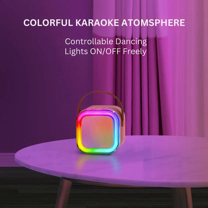 Karaoke Machine for Kids Portable Wireless Bluetooth Speaker with 1 or 2 Microphones and LED Lights