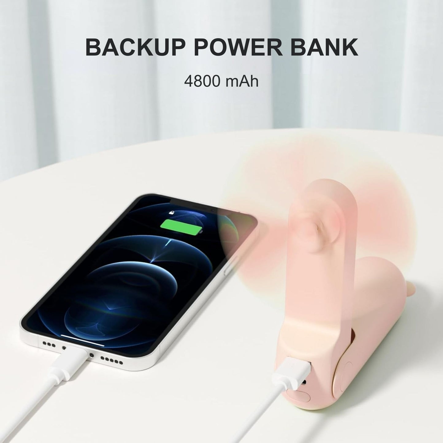Mini Fan, 3 IN 1 USB Rechargeable Portable Fan