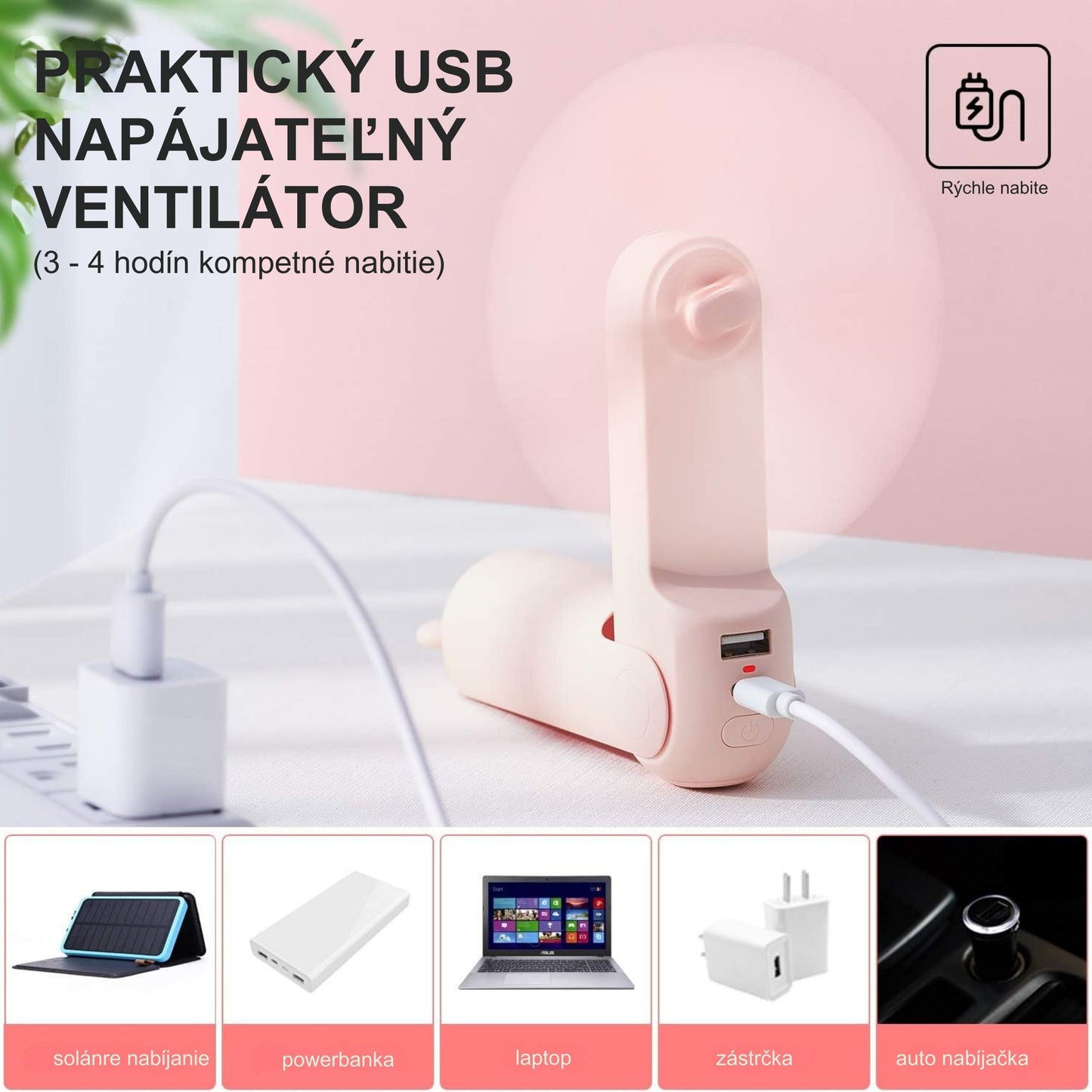 Mini Fan, 3 IN 1 USB Rechargeable Portable Fan