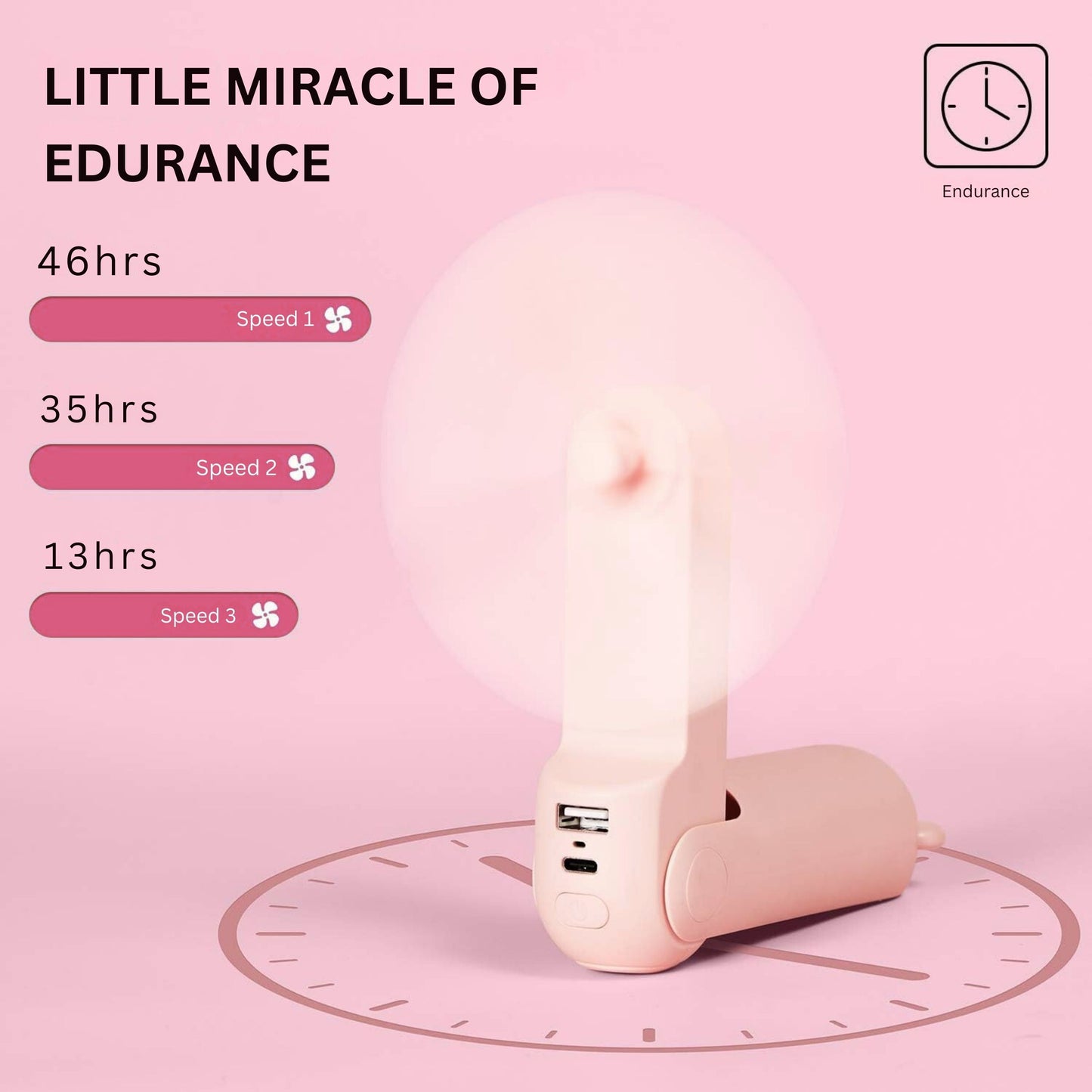 Mini Fan, 3 IN 1 USB Rechargeable Portable Fan