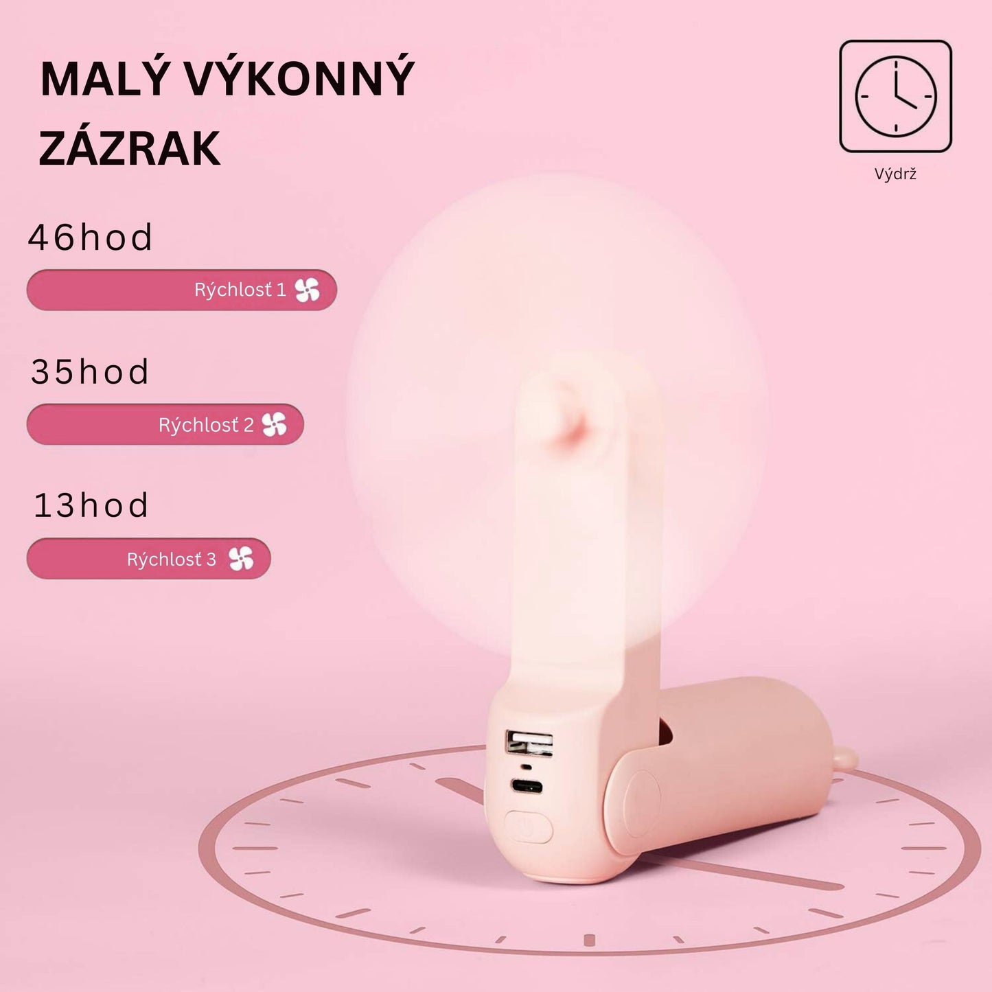 Mini Fan, 3 IN 1 USB Rechargeable Portable Fan