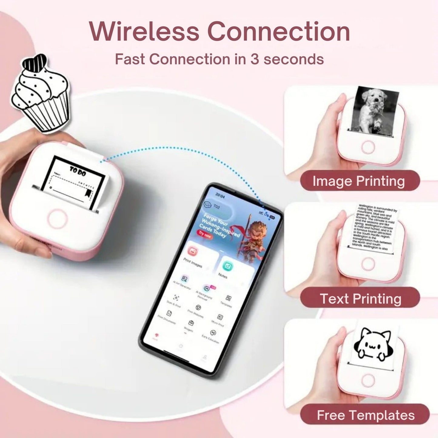 Mini Inkless Thermal Portable Bluetooth Sticker Printer