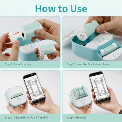 Mini Inkless Thermal Portable Bluetooth Sticker Printer