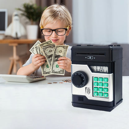 Piggy Bank with Password and Fingerprint Unlocking Simulation for Kids