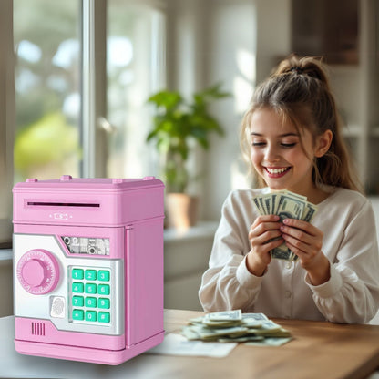 Piggy Bank with Password and Fingerprint Unlocking Simulation for Kids