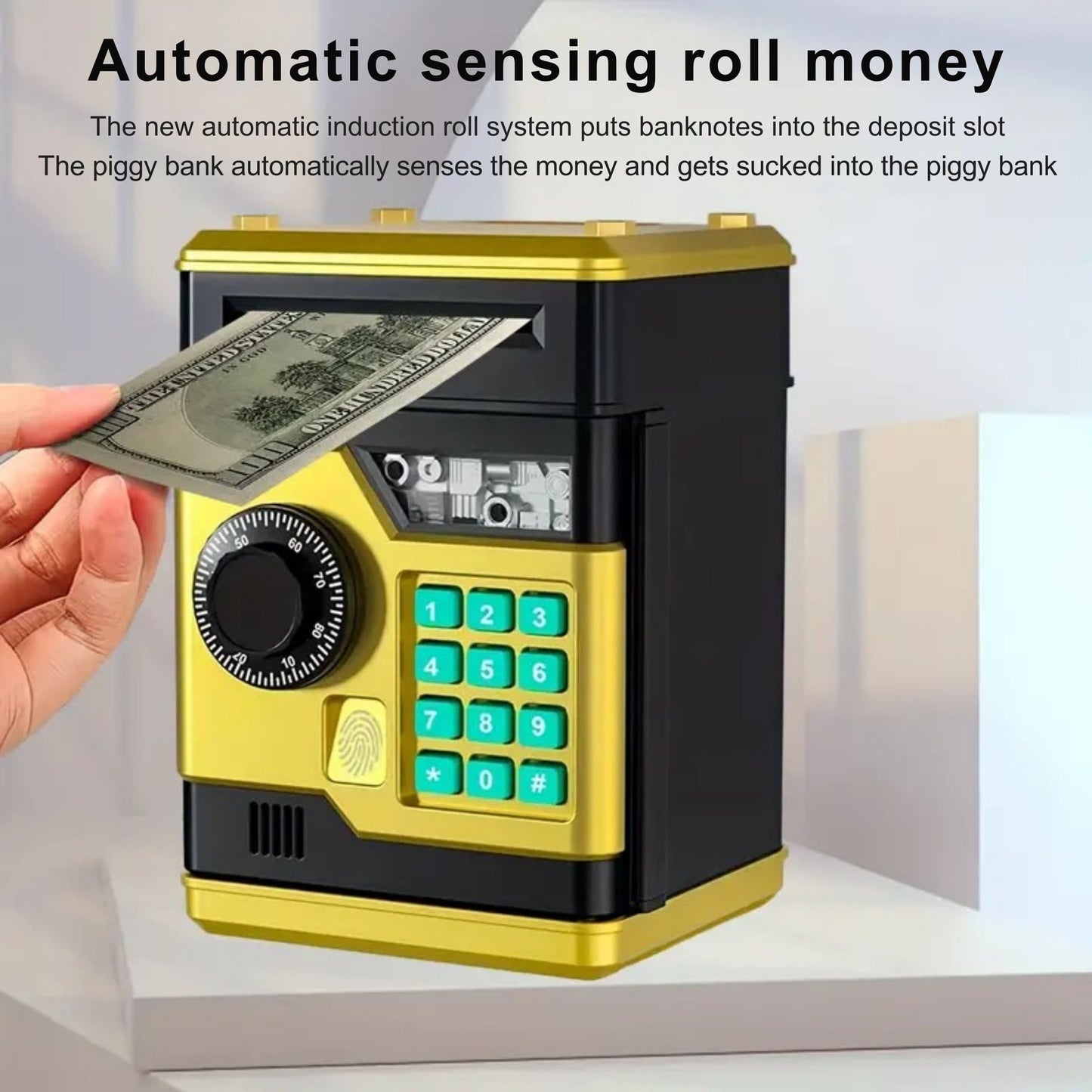 Piggy Bank with Password and Fingerprint Unlocking Simulation for Kids