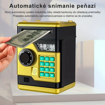 Piggy Bank with Password and Fingerprint Unlocking Simulation for Kids