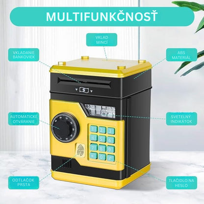 Piggy Bank with Password and Fingerprint Unlocking Simulation for Kids