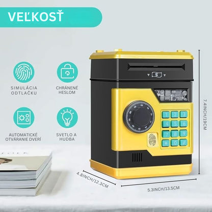 Piggy Bank with Password and Fingerprint Unlocking Simulation for Kids