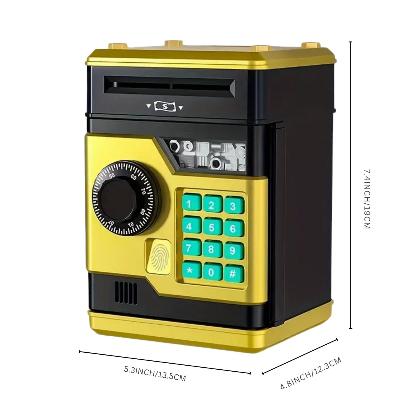 Piggy Bank with Password and Fingerprint Unlocking Simulation for Kids