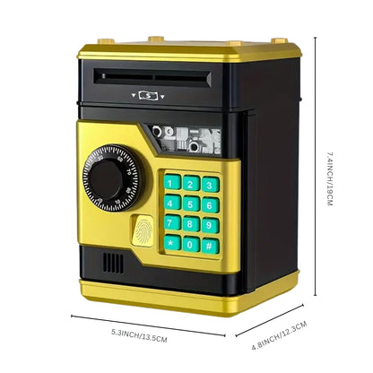 Piggy Bank with Password and Fingerprint Unlocking Simulation for Kids