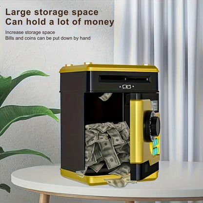 Piggy Bank with Password and Fingerprint Unlocking Simulation for Kids