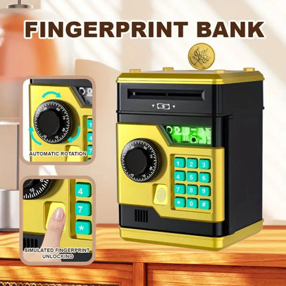 Piggy Bank with Password and Fingerprint Unlocking Simulation for Kids