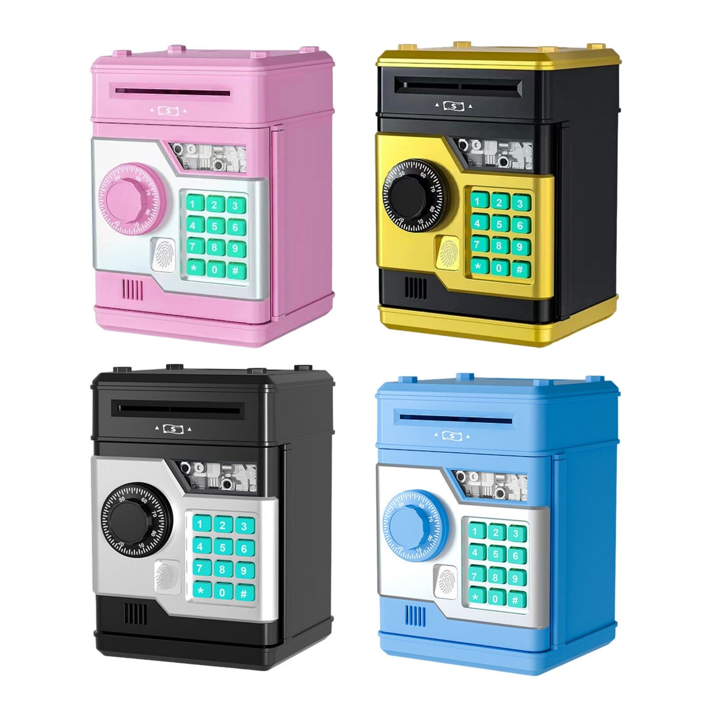 Piggy Bank with Password and Fingerprint Unlocking Simulation for Kids