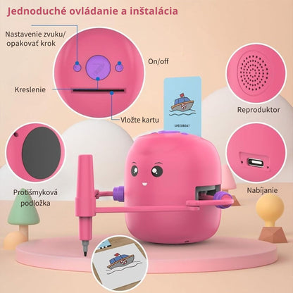 Smart Interactive Educational Drawing Robot for Kids Montessori Learning Toy with 100 Word Cards