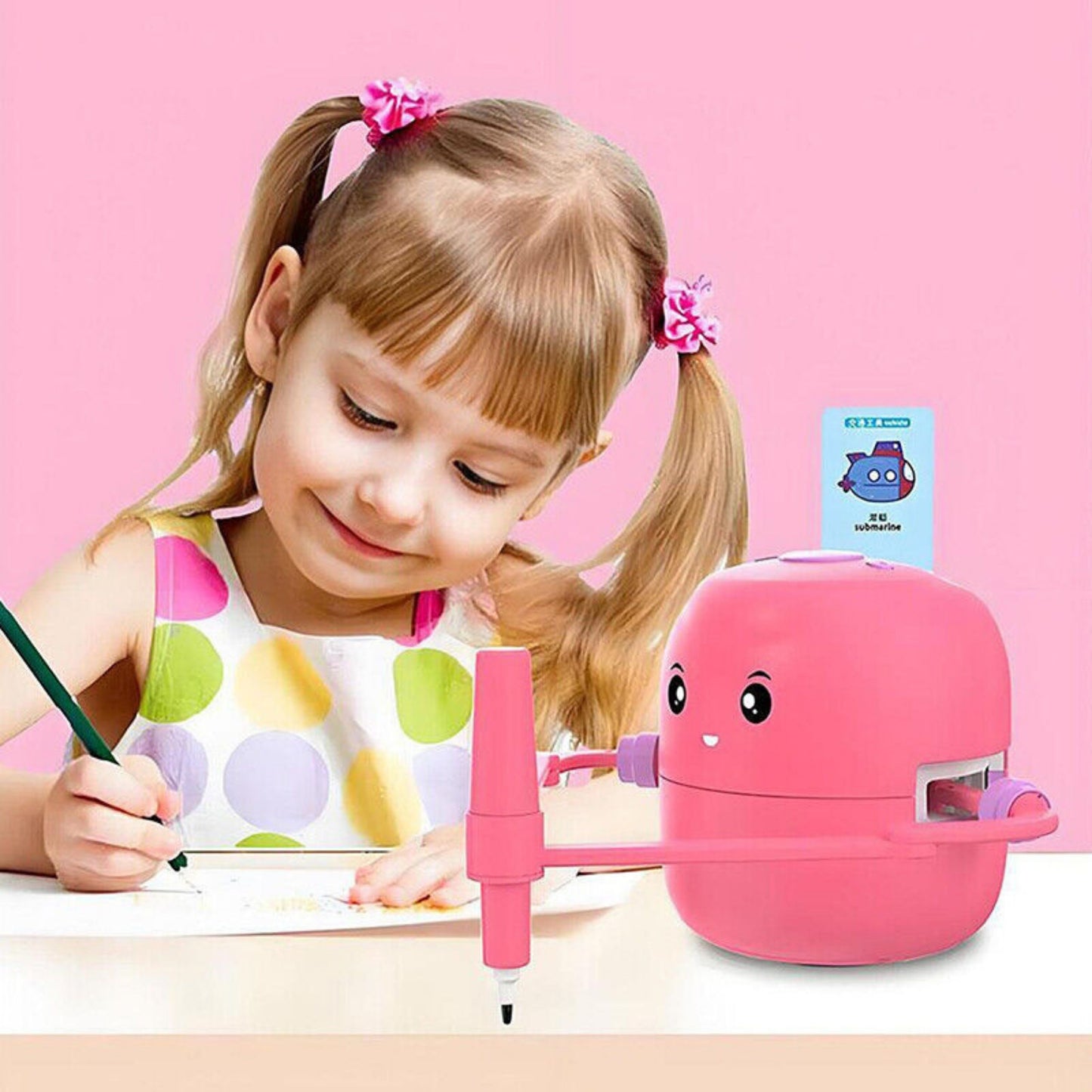 Smart Interactive Educational Drawing Robot for Kids Montessori Learning Toy with 100 Word Cards