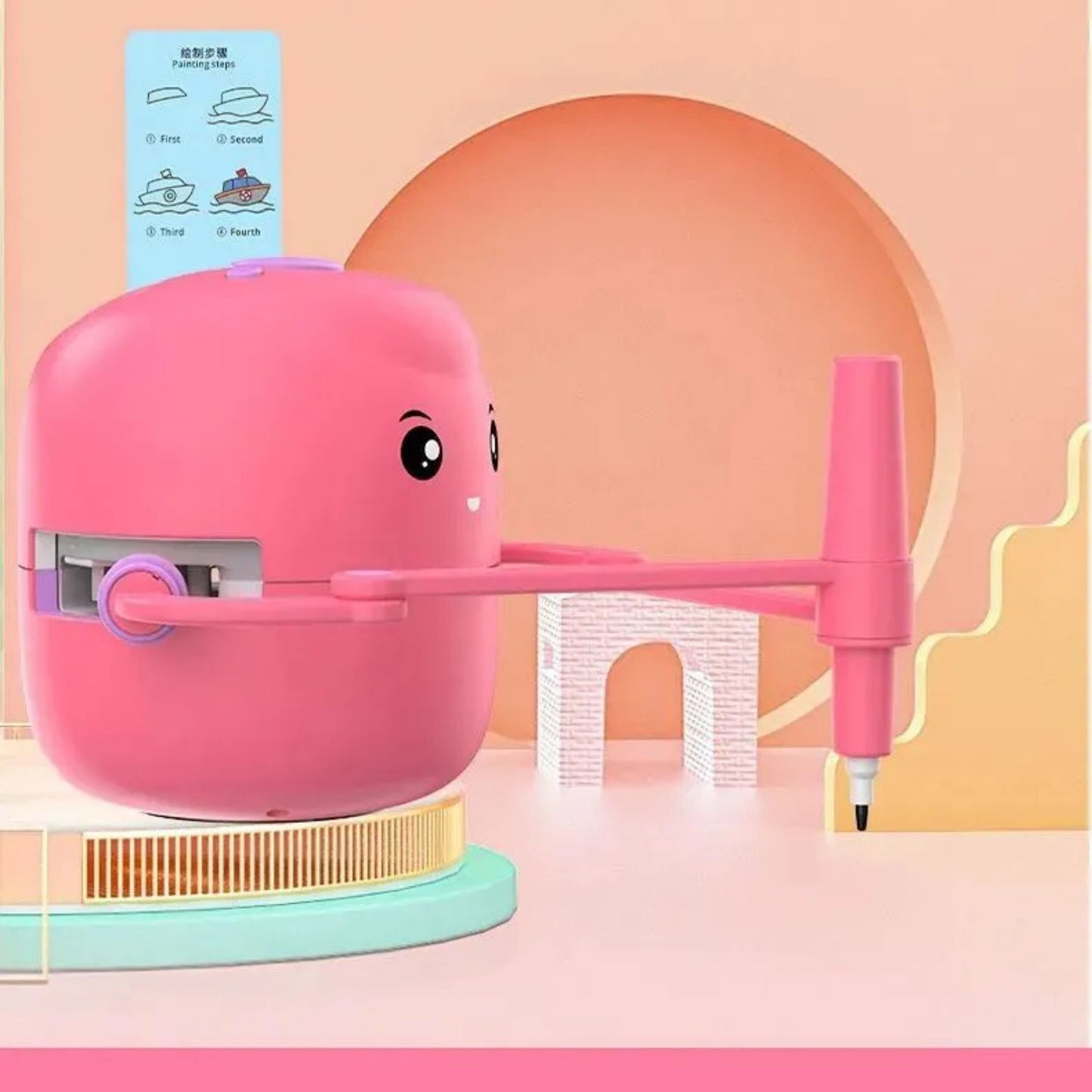 Smart Interactive Educational Drawing Robot for Kids Montessori Learning Toy with 100 Word Cards