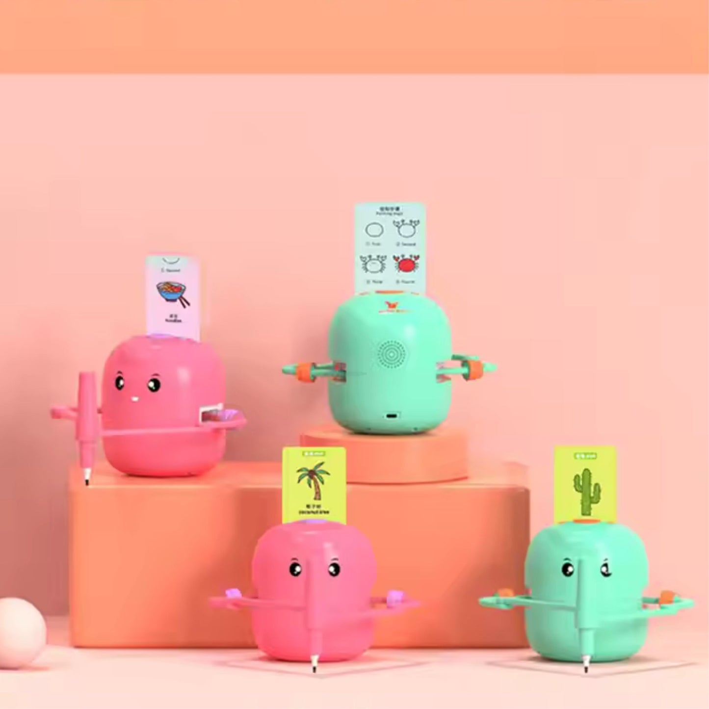 Smart Interactive Educational Drawing Robot for Kids Montessori Learning Toy with 100 Word Cards