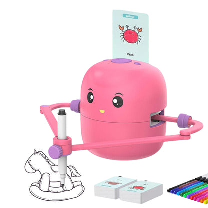 Smart Interactive Educational Drawing Robot for Kids Montessori Learning Toy with 100 Word Cards