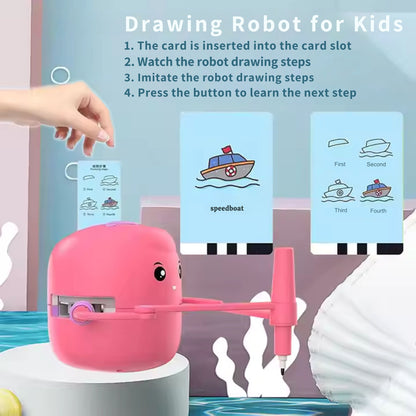 Smart Interactive Educational Drawing Robot for Kids Montessori Learning Toy with 100 Word Cards
