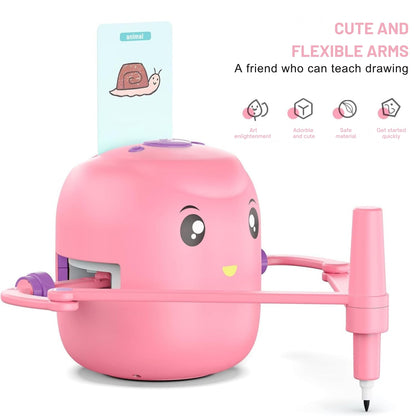 Smart Interactive Educational Drawing Robot for Kids Montessori Learning Toy with 100 Word Cards